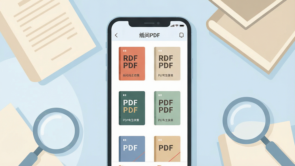 һ��չʾ�ֻ��Ķ�PDF�ĵ������Ĳ廭������������һ�����������ֻ�����Ļ����ʾ��ֽ��PDF��Ӧ�õ���ܽ��棬���������ż�����������PDF�����飬�ֻ���Χɢ����ֽ����ҳ��Ŵ�Ԫ�أ����������͵��װ�ɫ��ǳ��ɫ������ƽ���廭��񣬻���ɾ������޶���װ�Σ����廭��