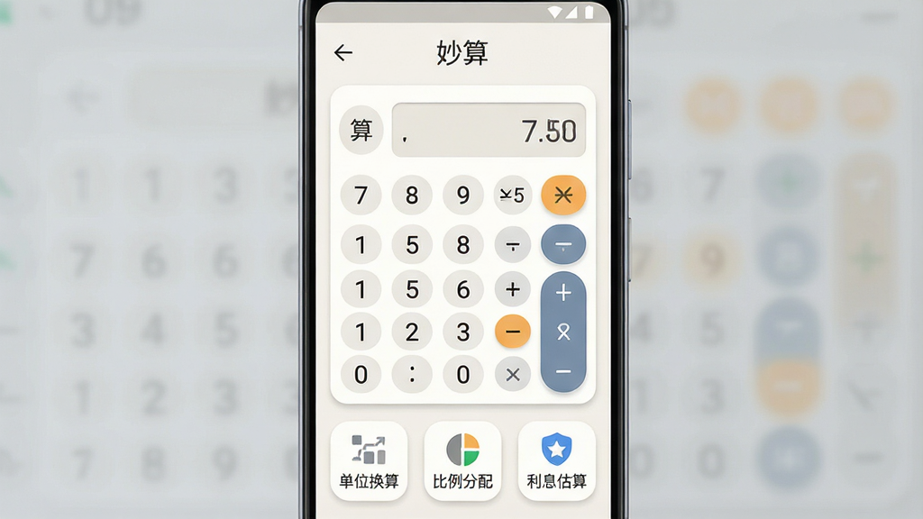 一张手机应用界面展示图,画面主体为一部竖屏安卓手机,屏幕中央显示名为