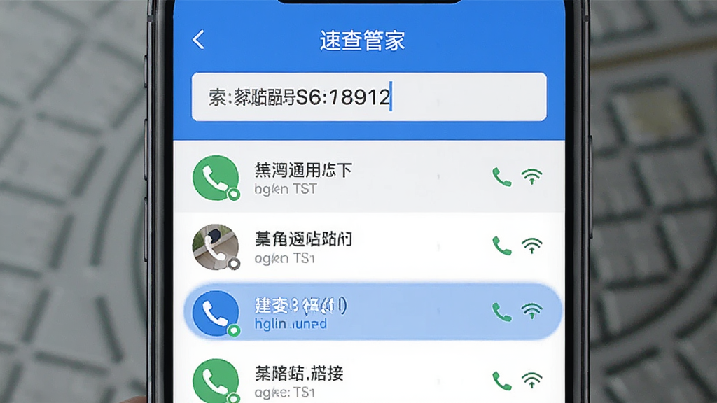 手机界面中通话记录速查管家搜索框输入号码片段,下方列表实时过滤出匹配的通话条目,高亮显示关键词,界面清爽,蓝白配色,扁平化设计风格,细节丰富,高清画质,干净无多余元素