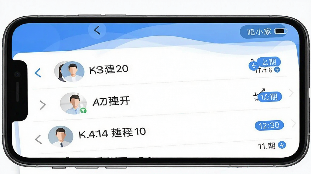 手机屏幕中央展示通话记录速查管家软件界面,列表式通话记录排列整齐,左侧圆形头像与号码信息,右侧时间标签,整体布局简洁,蓝色与白色主色调,扁平化UI风格,细节清晰,高清画质,干净无多余元素