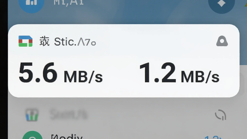 Metric����������ٹ���ͼ���ֻ�֪ͨ������չʾ�������ʡ�5.6 MB/s�����ϴ����ʡ�1.2 MB/s��������Ϊǳɫ֪ͨ���Ľ��档���־۽�֪ͨ�����򣬷��Ϊ����ƽ����ƣ�ϸ�ڰ����ź�ǿ��ͼ����������ּӴ���ʾ�����ʸɾ��������޶���Ԫ�ء�