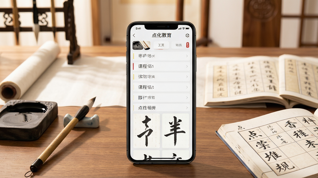 һ��չʾ�㻯�����鷨ѧϰ�����Ļ��棬����������һ�������������ֻ�����Ļ����ʾ���㻯�������������棬���������鷨�γ��б���ë������Ԥ�����ֻ����ڷ���һ֧ë�ʺ�һ����̨���Ҳ��м��������������������ǵ��ŵ���ʽ�鷿������ľ��������������ֽ�����������ů���������������£�ϸ�ڷḻ�������������ɾ����࣬�޶���Ԫ��