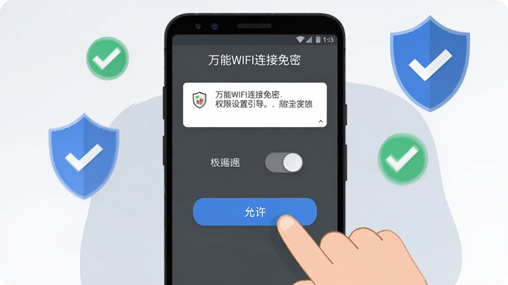 ����Ϊһ����׿�ֻ���Ļչʾ������WIFI�������ܡ���Ȩ����������ҳ��ҳ������һλ��ͨ�����û���ָ�������������ť���ֻ���Χ�ж���ͼ�����ɫ�Թ���ʶ������Ϊǳ����ɫ������Ϊ�ֻ����С�����ͼ��λ�����Ͻǣ����Ϊ��ƽ����ѧ�廭��ϸ�ڰ���Ȩ�޿��ء���ʾ���ֿ�Ͱ�ȫ���ƣ����������ɾ����޶���Ԫ��
