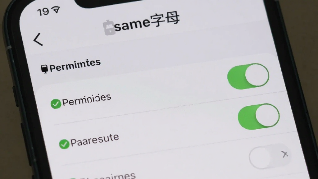 一部手机屏幕显示same字母的隐私设置页面,主体为居中的权限开关列表,布局为上下排列的标题区与选项区,排版将“same字母”标识放在页面顶部,风格为清爽浅色系工具类界面,细节包含绿色对勾图标与灰色分割线,画质干净清晰无多余装饰