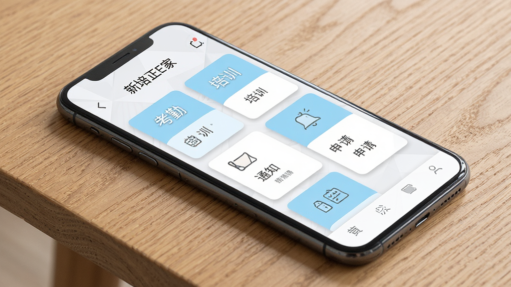 一部手机平放在木质桌面上,屏幕展示