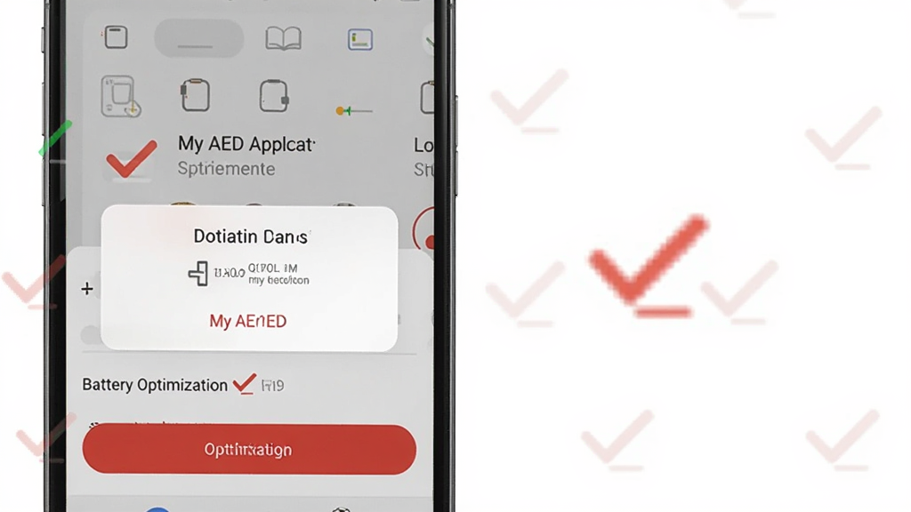 һ�� My AED Ӧ��Ȩ����������ҳ���ֻ���ͼʾ�⣬������ʾ��λȨ�޵��������Ż�����ѡ������԰�ɫΪ�ס���ɫ��ť��׺���Ա����м��Ĺ�ѡʾ��ͼ�Σ������ˬ�����ʸɾ�