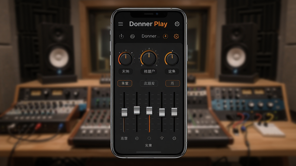 �����������ֻ���Ļ��ʾ Donner Play ��ɫ���ڽ��棬�����ť���������У�����Ϊ�ֻ����У�������ģ����¼���ﻷ�����Ű�ͻ��������壻���Ϊ��ɫ�Ƽ��磬��ɫ�߹��׺��ϸ�ڰ���