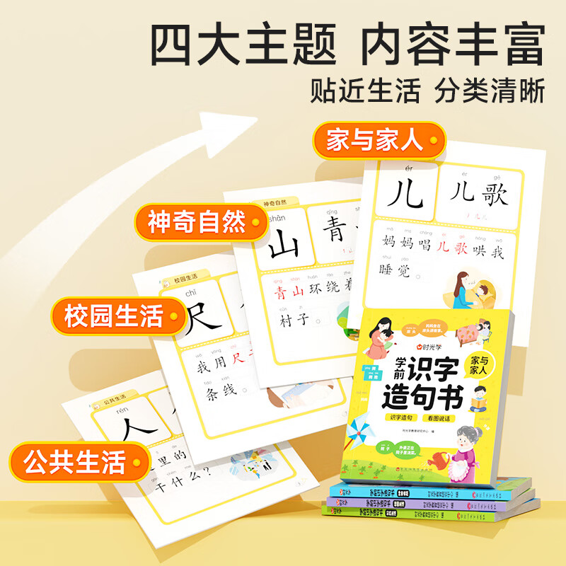 象形图解识字 字词结合练习 孩子组词造句场景配图