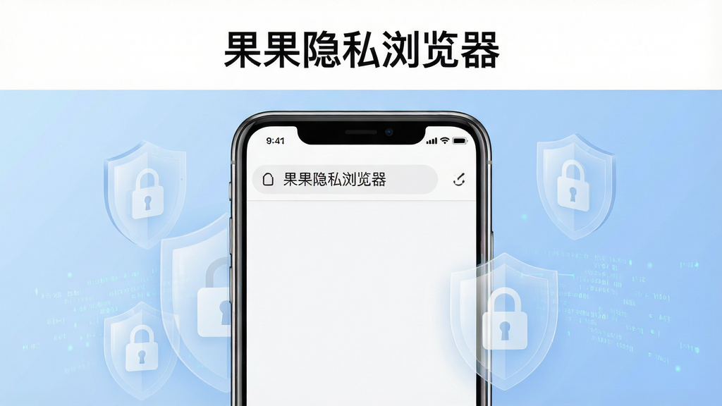 画面主体为一款智能手机居中放置,屏幕显示简洁的浏览器主页界面,地址栏位置标注