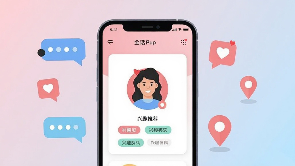 �����������һ�������ֻ�����Ļ����ʾ˿��Ӧ�õĽ����Ƽ���Ƭ���棬��Ƭ�����û�ͷ�����Ȥ��ǩ���ֻ�����Ư�����������ݡ�����ͼ����ͬ�Ƕ�λ��ǣ�����Ϊ��͵�ǳ����ǳ�����䣬������ñ�ƽ���廭���ϸ�ڸɾ����䣬��ͼ���жԳƣ������������޶���Ԫ��