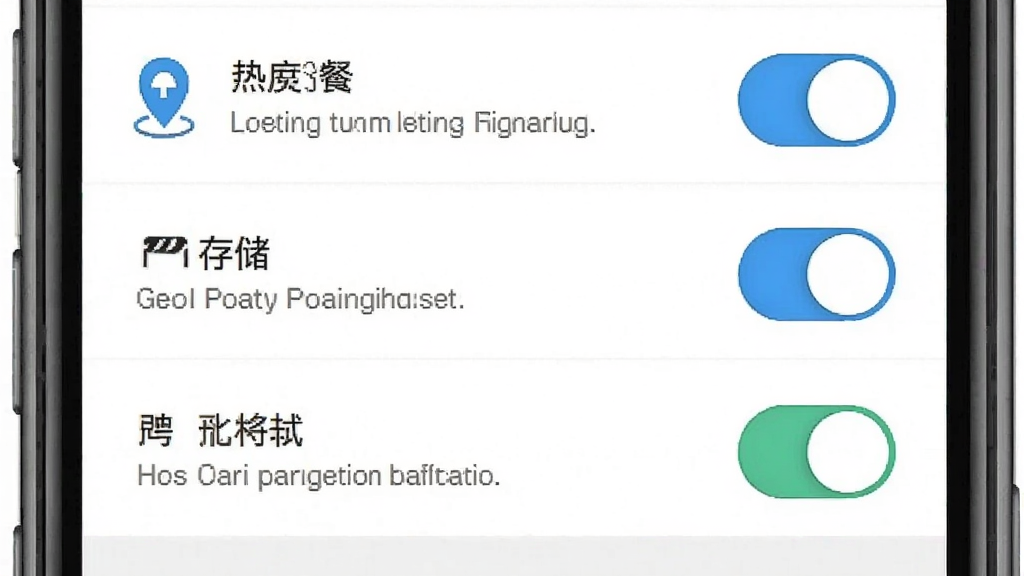 一张手机安全设置界面示意图,主体为手机屏幕显示应用权限管理页面,布局包含定位、存储、通知等权限开关,风格简洁明了,细节有权限说明文字与开关按钮,画质清晰,干净无多余元素