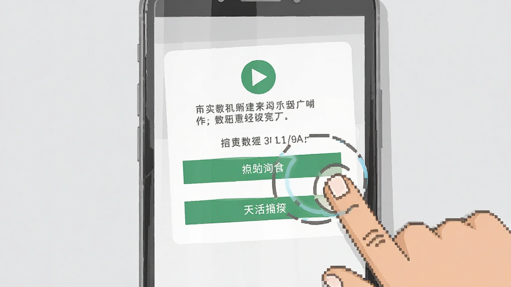 一张展示手机安装应用过程的示意图,画面为一部手机屏幕特写,屏幕上显示安装权限设置界面,旁边有手指点击的示意动作,背景为浅灰色,采用简洁的UI示意图风格,构图清晰,细节明确,画质干净,无多余元素