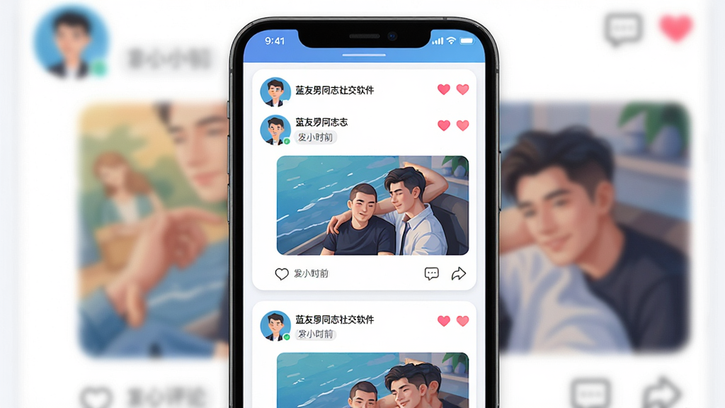 ��������Ϊ������ͬ־�罻�����Ķ�̬�㳡ҳ�棬����Ϊ�ֻ���Ļ����չʾ����Ļ�ڳ����ٲ�����̬��Ƭ�������û�ͷ��ͼ�����ݡ���������ͼ�꣬���Ϊ�����罻Ӧ�ý���廭��ϸ�ڰ�����̬��ͼ����ͼ�����ް���ͼ�ꡢ�������ݡ�����ʱ���ǩ����������������ɾ����޶���Ԫ�أ����ֱ�ʶΪ��������ͬ־�罻������
