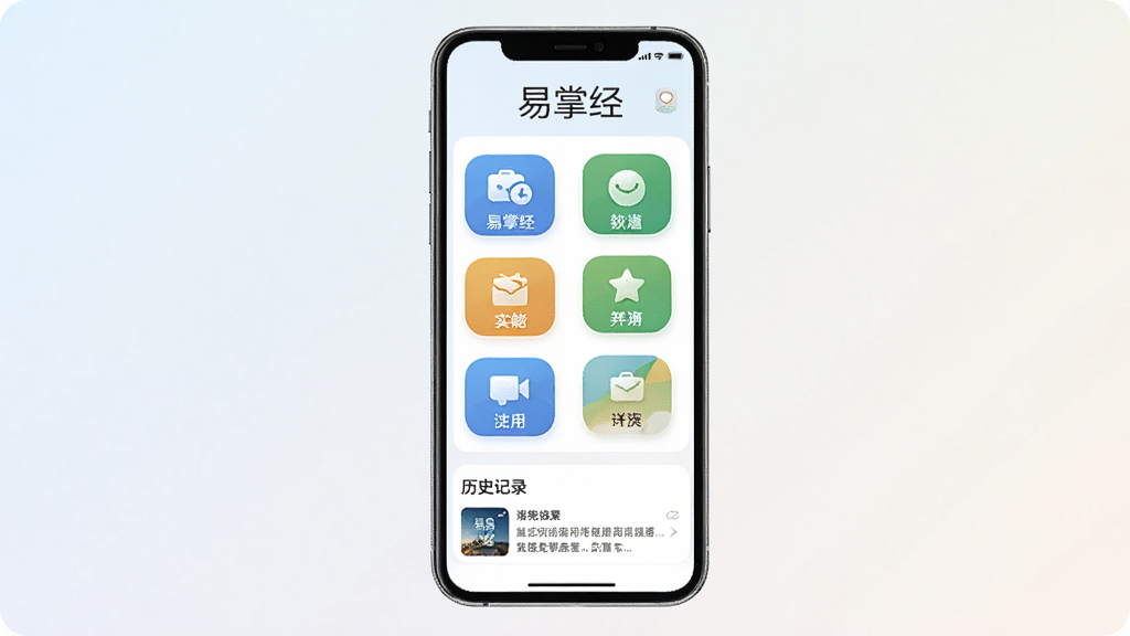 画面主体为手机首页界面,顶部为软件名称
