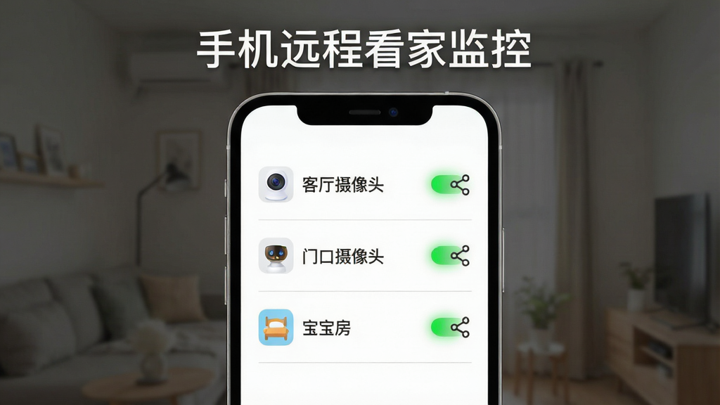 画面主体是一部手机,屏幕显示设备管理列表界面,列表中有
