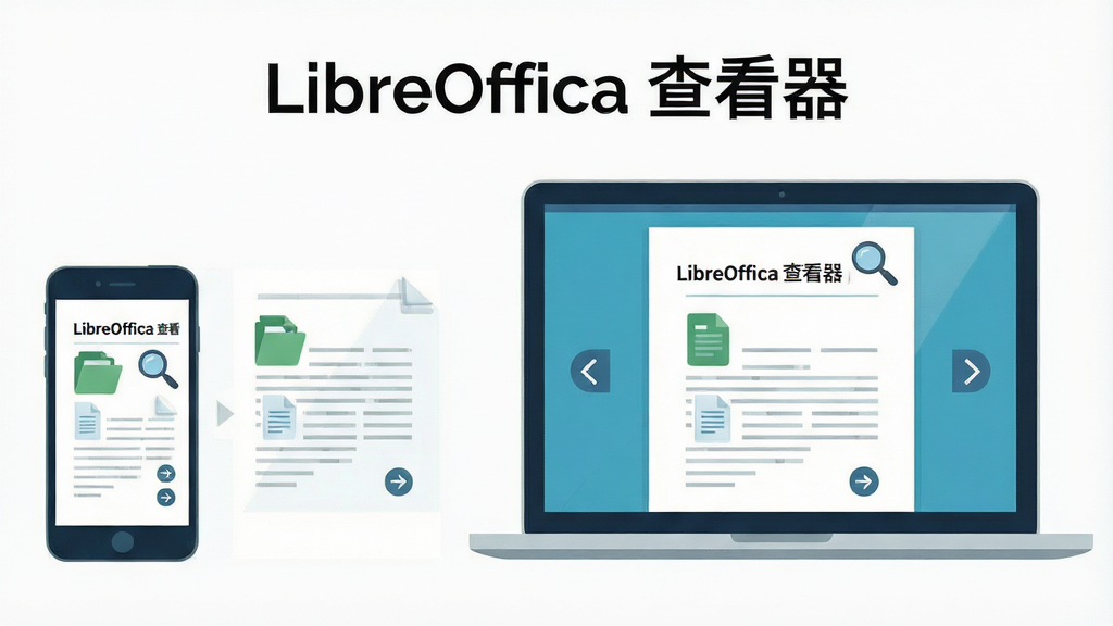 画面主体为一台打开的手机与一台笔记本电脑并排摆放,屏幕中央同时显示同一份排版工整的文档页面,布局呈左右对称,上方留白处放置软件名称