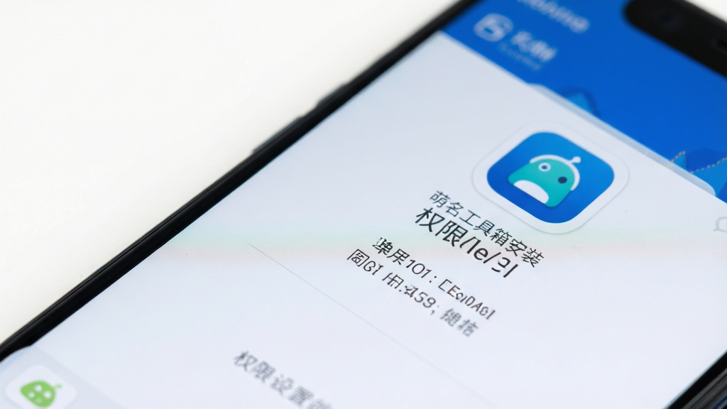 萌名工具箱 安卓手机安装界面 权限设置页面 应用图标 简洁布局 手机屏幕特写 清晰画质 干净背景