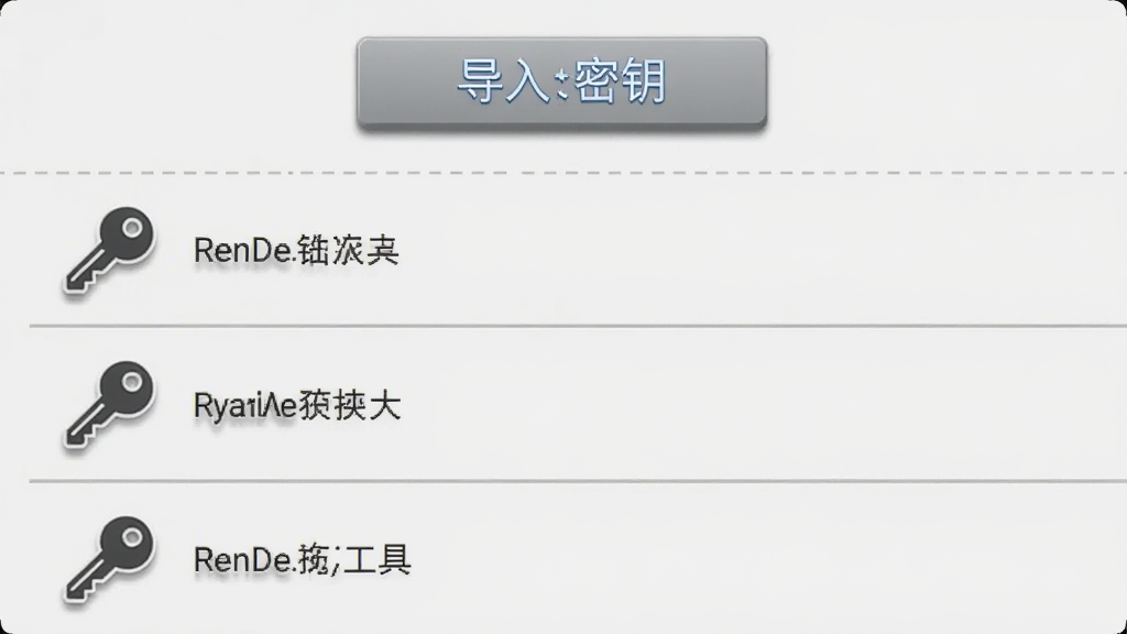 RenDe APKǩ��������Կ�������棬����չʾ�ֻ���Ļ��һ����Կ�б���ÿ����Կ��Ŀ����Կ��ͼ������ƣ������е�����Կ��ť������Ϊǳ��ɫ������ϸ�ڰ����б��ָ��ߡ�ͼ����Ӱ�Ͱ�ť����У�������������������ɾ�