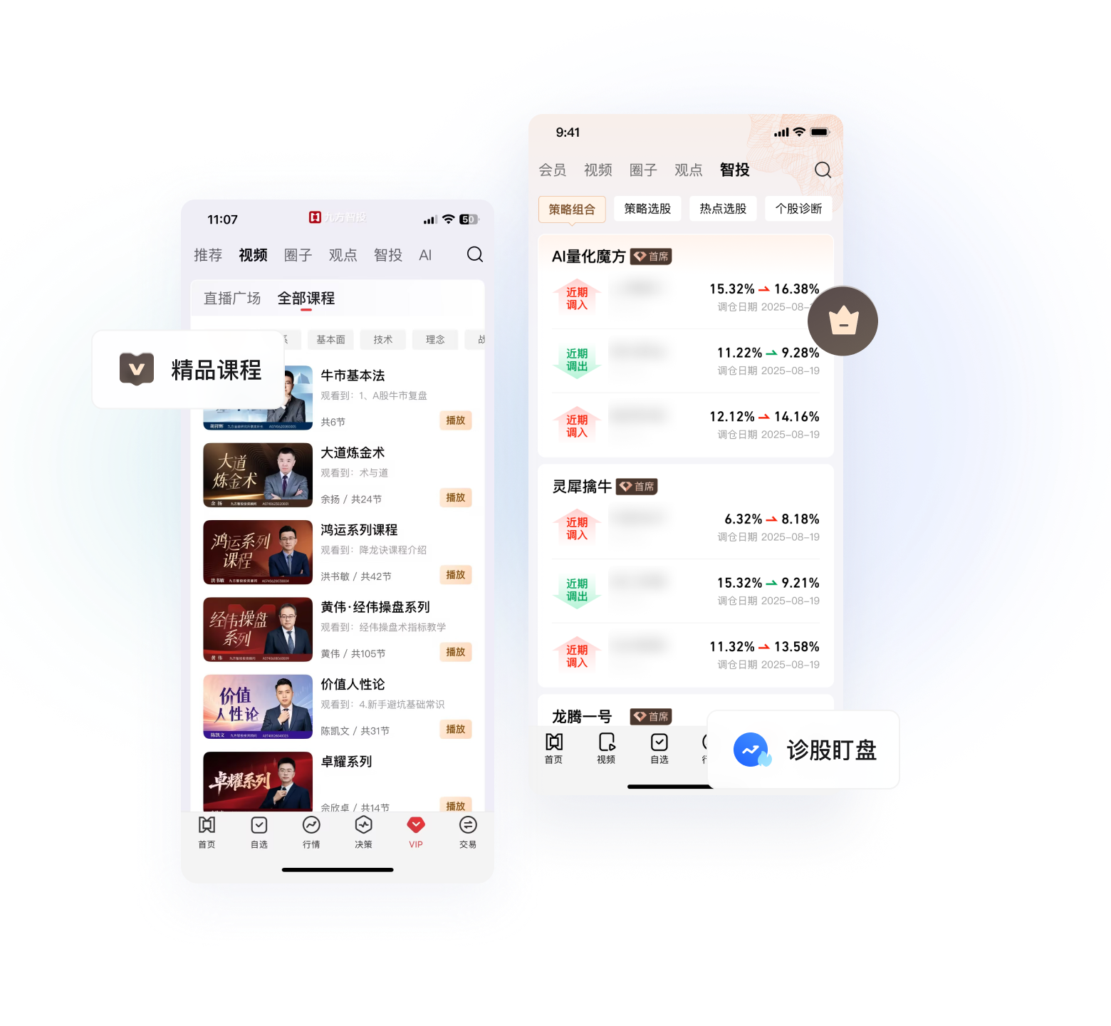 九方智投诊股工具与指标参数设置界面