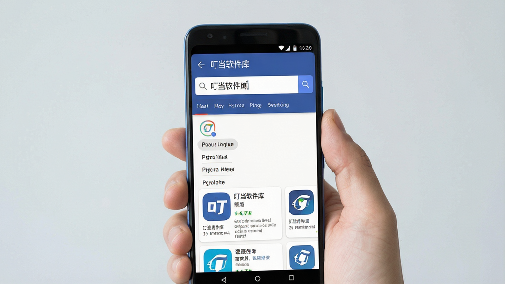 一张手机搜索场景图,画面中一只手握着安卓手机,屏幕显示
