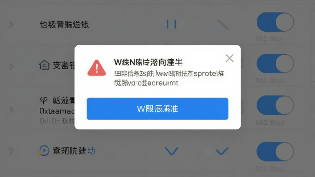 主体是手机屏幕显示设置向导与警告提示框,布局为居中弹窗加背景列表,排版呈上下结构,风格为扁平化提示界面风,细节包含红色警告图标、蓝色按钮、权限开关示意,画质清晰干净,无多余元素