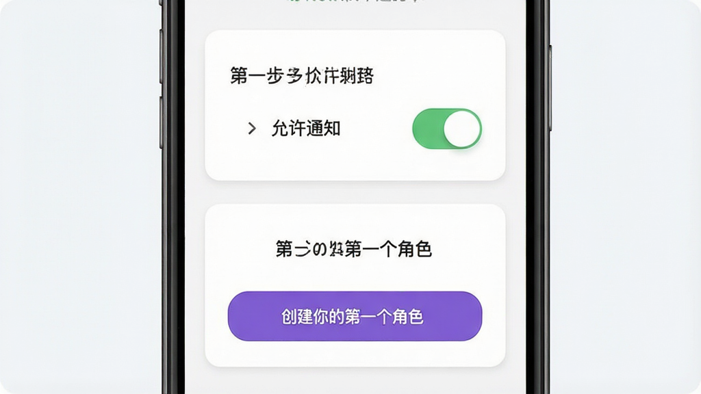 一张RpNow新手引导界面展示图,手机屏幕中显示分步引导卡片,第一步为