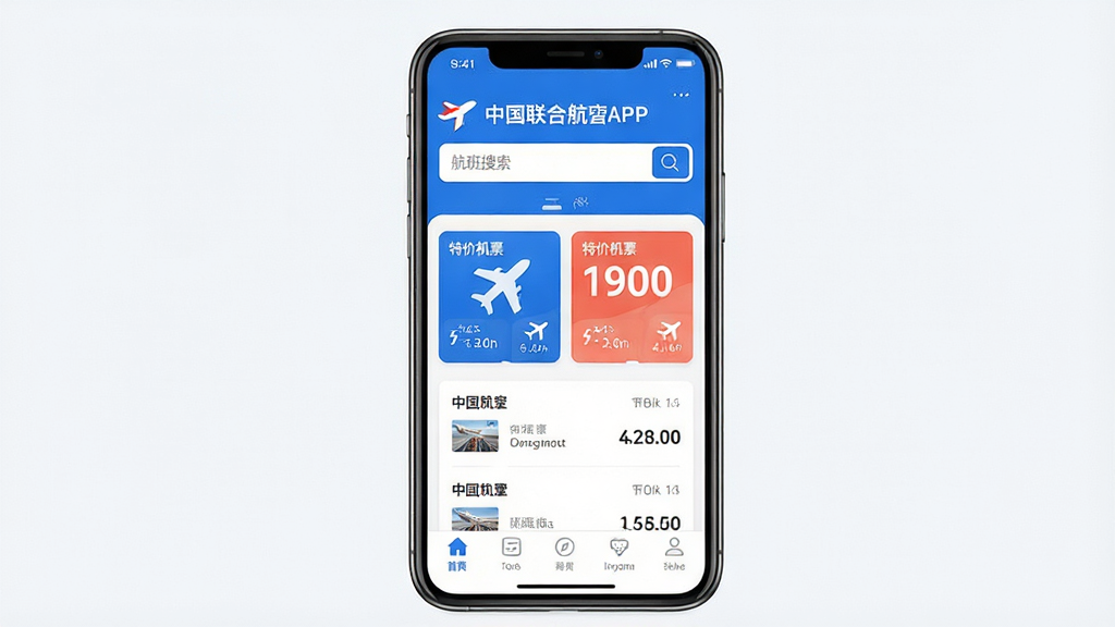 һ���ֻ���Ļչʾ�й����Ϻ���APP��ҳ���棬����Ϊ�ֻ����з��ã���������Ļ����ʾ�����������ؼۻ�Ʊ��Ƭ�͵ײ����������Ű��������������Ϊ�ִ���ƽ��UI��ƣ�ϸ�ڰ���������ɫ����Ʊͼ��ͺ�����Ϣ�б������ʸ���ɾ��޶���Ԫ��