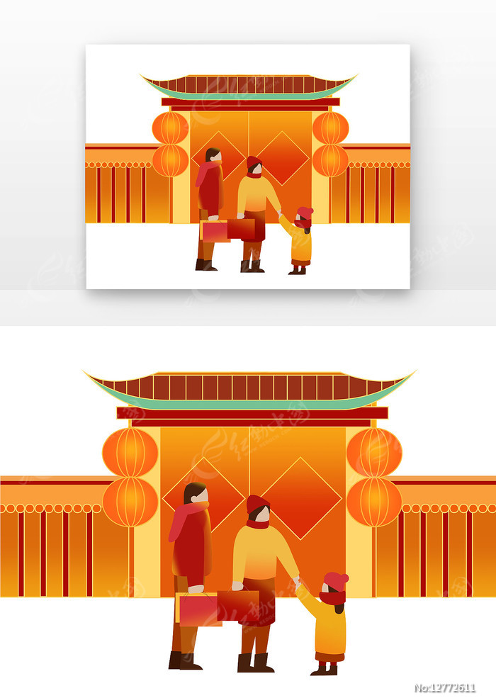 盼亲 朋友圈文案配图 家门口挂红灯笼盼亲人归来的场景