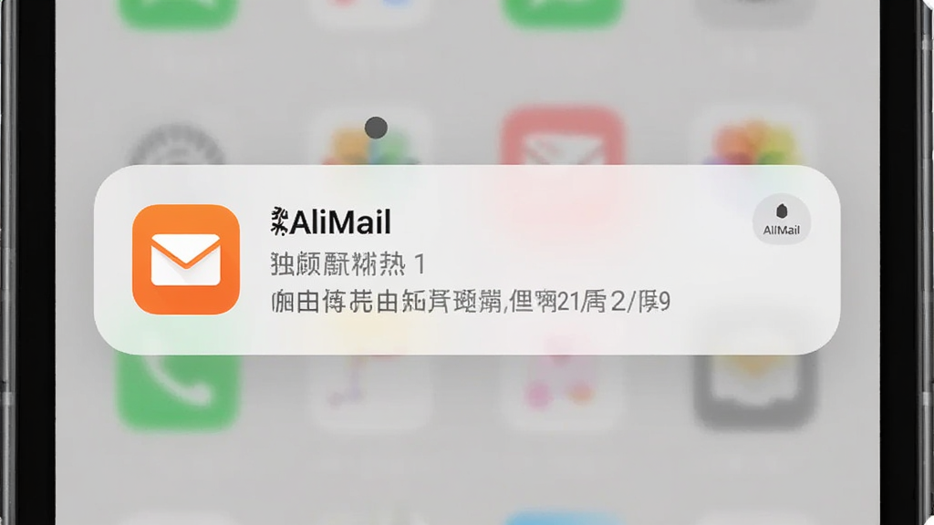 ��������Ϊ�ֻ���Ļ����AliMail���ʼ�֪ͨ������������ʾ���������ƺ��ʼ�����ժҪ������Ϊ�ֻ�������д���У����Ϊ�Ƽ���UIչʾ���ϸ�ڰ���֪ͨ��Ƭ��Բ����ƺ��ʼ�ͼ�꣬���ʸ���ɾ����޶���Ԫ��