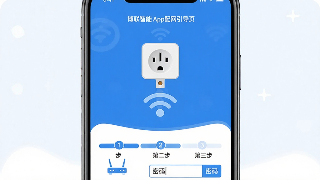 �ֻ�����չʾ��������App��������ҳ����������Ϊһ�����ܲ���ͼ�����ֻ�ͨ��WiFi�źŲ������ӣ��·��в���ָʾ����ʾ��һ���ڶ�������������ɫ������Ϊ��������ƽ���Ƽ��У����ּ��������ϸ�ڰ���·����ͼ�������������ʾ�⣬���ʸɾ������������ұ���Ԫ��