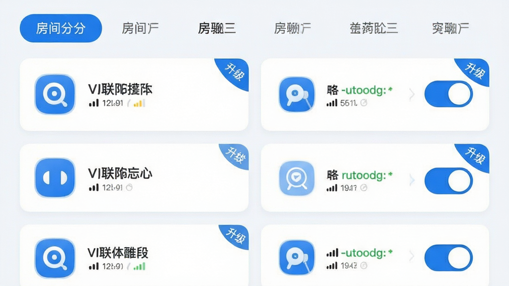��������App�豸�����б�ҳ�棬����չʾ����豸��Ƭ�������У�ÿ����Ƭ�����豸ͼ����������״̬�뿪�ذ�ť�������з�������ǩ�������岼�ֹ������򣬷����ˬǳɫ��������ɫ��׺��ϸ�ڰ����̼�����С�Ǳ����ź�ǿ��ָʾ�����ʸɾ��������޶���Ԫ��