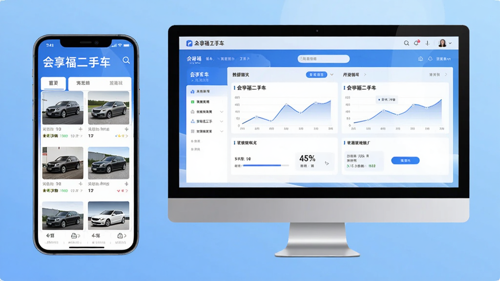 主体:一部手机和一台电脑并排摆放,屏幕上均显示