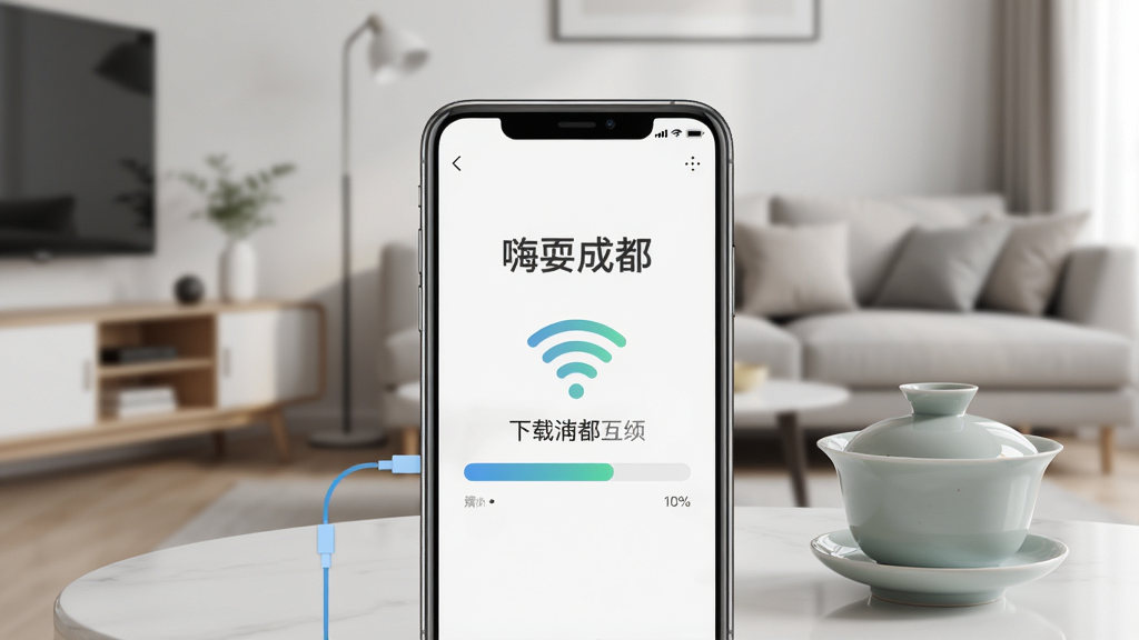 主体为一张智能手机连接Wi-Fi的示意图,手机屏幕显示