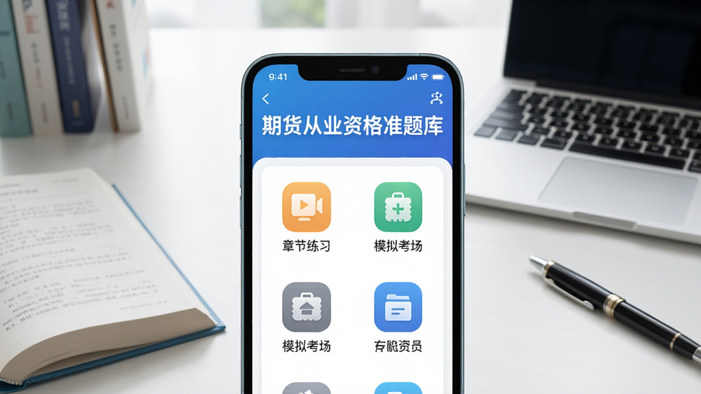 ���壺�ڻ���ҵ�ʸ�׼���APP���棬�ֻ���Ļ����ʾ�ڻ���������б�������������������ͱʼǱ����ԡ����֣��ֻ����У���Ļ���������ɼ�����Χ��׺�鱾�ͱʡ��Ű棺�ֻ���Ļ���С��ڻ���ҵ�ʸ�׼��⡱�������·��г��½���ϰ��ģ�⿼����ͼ�ꡣ���дʵ���ɫ��������ͻ�������Ƽ��С�ϸ�ڣ���Ļ�����������ƹ���ͣ�����ɾ������ʣ����壬�ɾ����޶���Ԫ�ء�