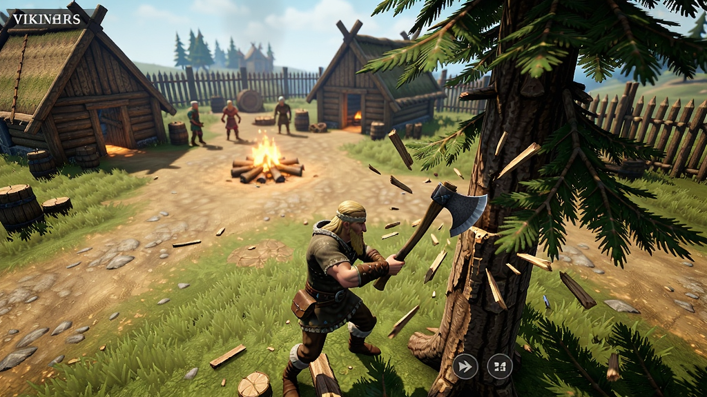 ��Ϸ��Vikings�������潨������ͼ������Ϊ��ҽ�ɫ�����ø�ͷ����һ�ô�׳�������������ǳ��߹�ģ�Ĳ���Ӫ�أ���ľ�ݡ������դ�������ֲ��öԽ��߹�ͼ������������дʵ��ϸ��չ��ľм�ɽ����Ӱ�仯�����������ɾ����޶���Ԫ�أ�ͼƬ�в��������֡�