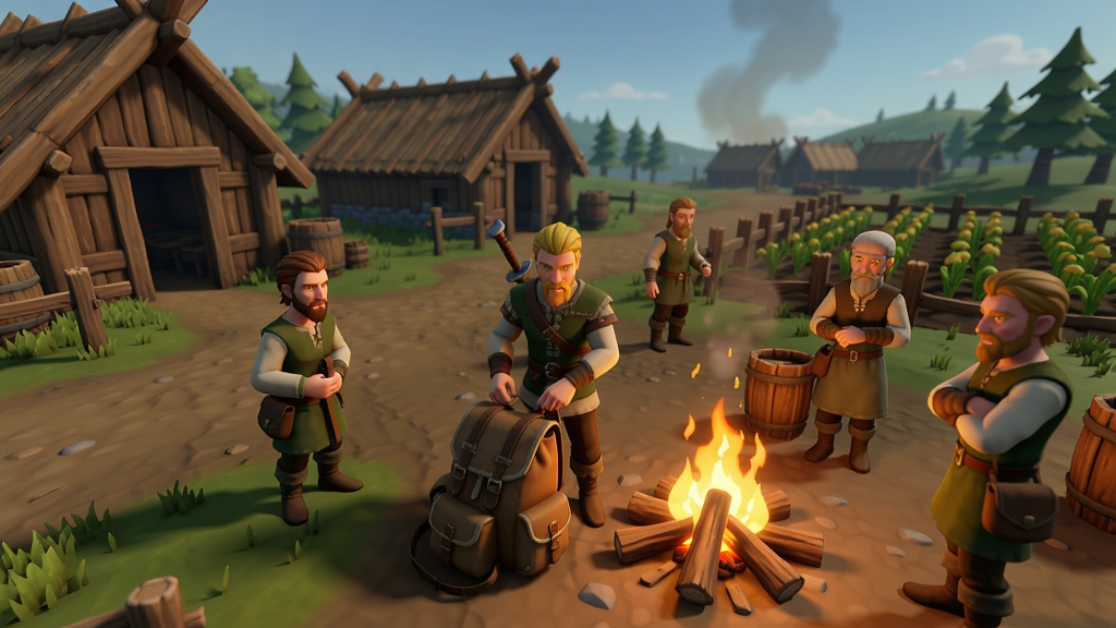 ��Ϸ��Vikings�������ִ�ׯ����������Ϊ��ҽ�ɫ��������������������Χ��ľ�ݡ�ũ��ͼ�λNPC���񣬲��ֲ���ƽ���ӽǣ���������ܰдʵ��ϸ��չ�ֻ���������������飬���ʸ���ɾ����޶���Ԫ�أ�ͼƬ�в��������֡�