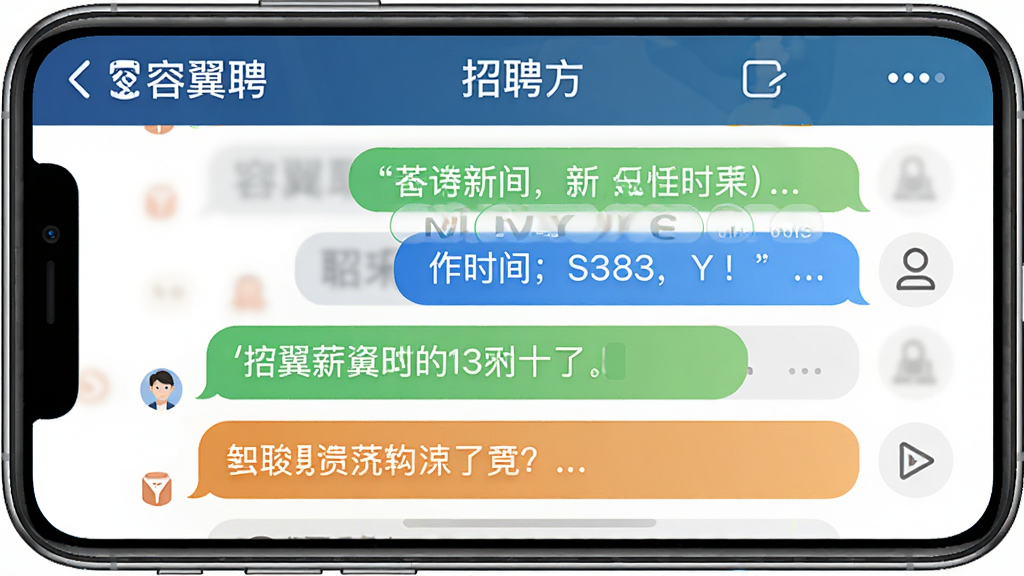 图片主体是手机聊天界面截图,顶部显示
