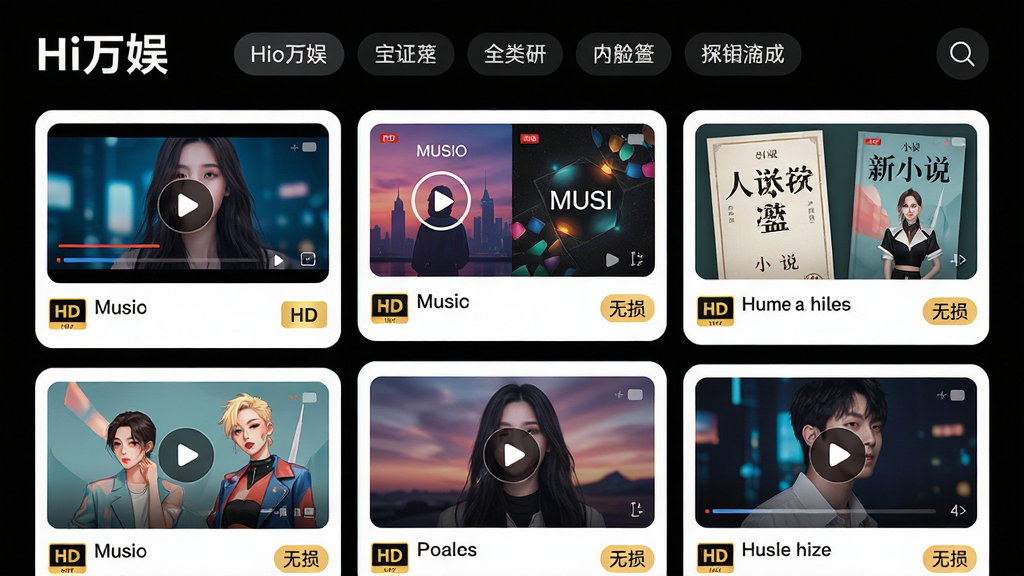 ���壺��Hi���顱APP���ݾۺϽ������ͼ�����֣��������ٲ�����ʽչʾ��Ƶ���桢����ר��ͼ��С˵�鼮���棬�����ǩ���������ڶ������Ű棺ͼ�Ĳ�ï����Ϣ�ܶȸߵ��������򡣷�񣺿Ƽ�����ʱ�ин�ϵ�UI���ͼ��ϸ�ڣ�ÿ�����ݿ�Ƭ�·�����ע�С�HD��������С��ǩ���������Ͻ��������Ŵ�ͼ�ꡣ���ʣ�4K���壬ɫ�����ޣ��ɾ��޶���Ԫ�ء�
