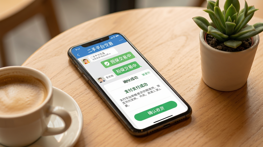 主体:一部手机放在桌面上,屏幕显示