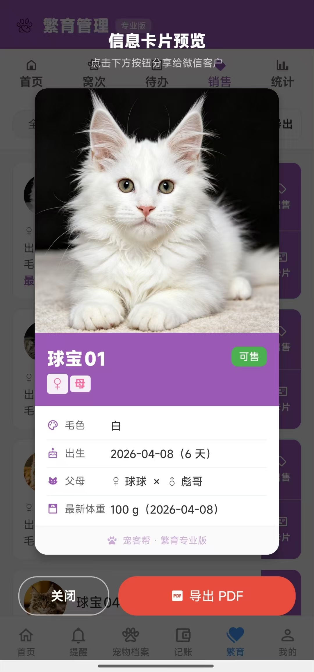 宠舍管家 安卓版 猫咪管理软件界面