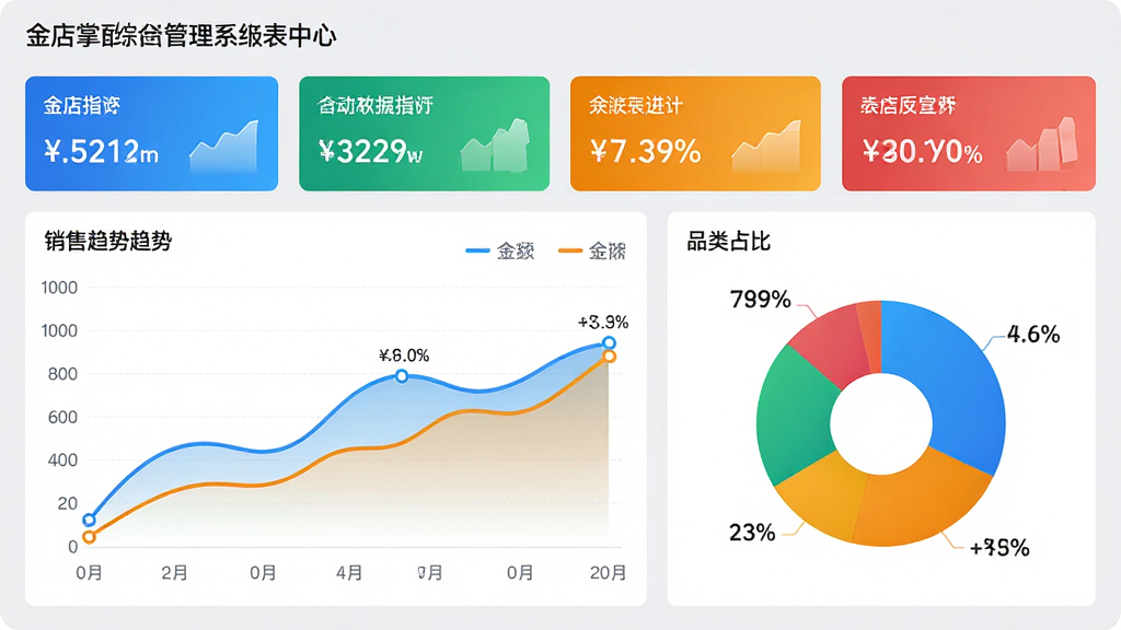 ���壺����Ƶ����ۺϹ���ϵͳ�ı������Ľ��棬��ʾ������������ͼ��Ʒ��ռ�ȱ�ͼ�����֣��Ϸ�Ϊָ�꿨���·�Ϊͼ�������Ű棺ͼ��ɫ�����ޣ����ݱ�ǩ����������������ݿ��ӻ����ϸ�ڣ�����ͼƽ������ͼռ����ȷ������Ϊǳ��ɫ�����ʣ����壬�ɾ����޶���Ԫ�ء�