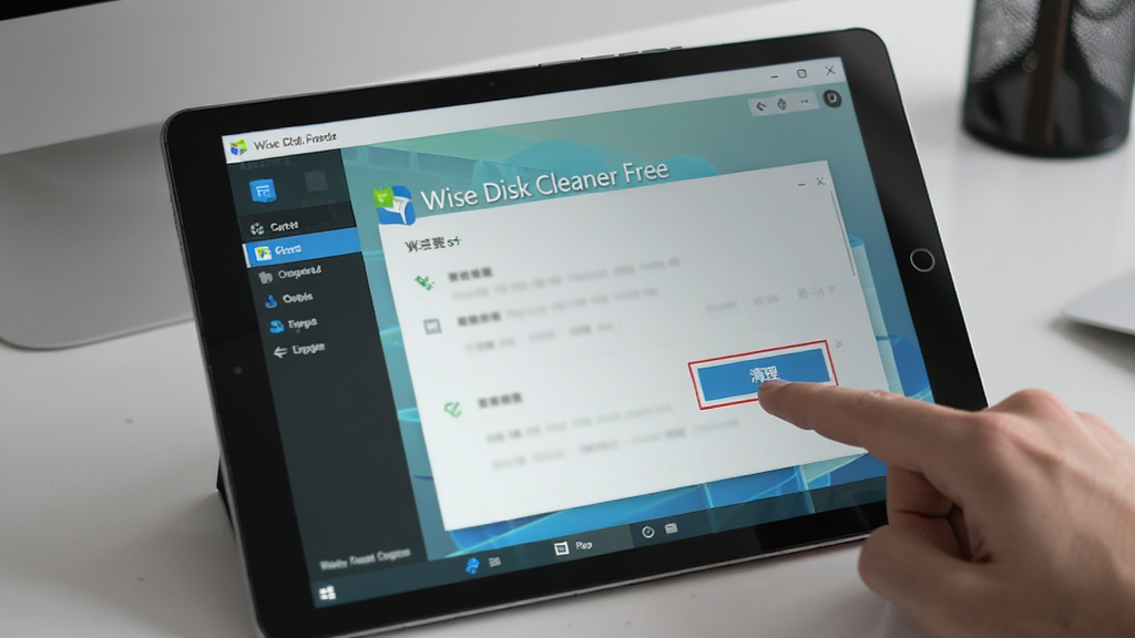 һ��չʾWise Disk Cleaner Free��Windowsƽ�������е�ʵ����Ƭ��ƽ����Ļ��ʾ���������棬�û���ָ���ڵ������������ť������Ϊ�ִ���Լ�İ칫��������������������ͣ��޶�������