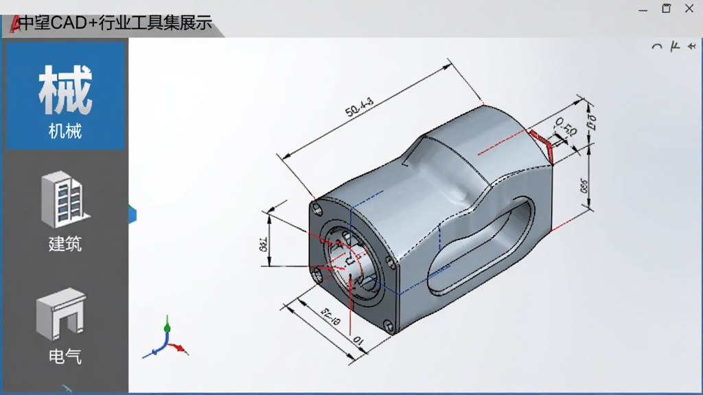 ����CAD+��ҵ���߼�չʾ�����������ʾ��е���������������������ͼ�꣬����չʾһ�������ߴ��ע�͹���Ļ�е���ͼ������Ϊ����ɫ��������רҵ��ͻ����ҵӦ�ã������������޶���Ԫ��