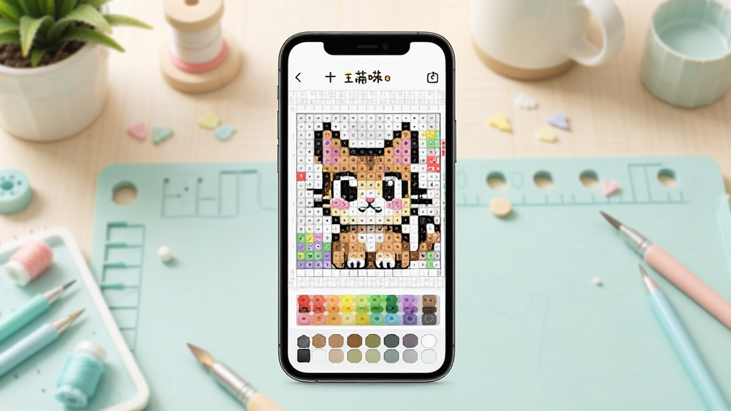 ƴ����������չʾ������Ϊ���µ��ŵĹ���̨���������ֻ���Ļ����ʾ��ƴ��ͼֽ�༭���棬������ɫ���ظ��Ӻ͵�ɫ�壬���ּ�࣬�Ű���������������ܰ��ϸ�����������ʸ��壬�ɾ��޶���Ԫ��
