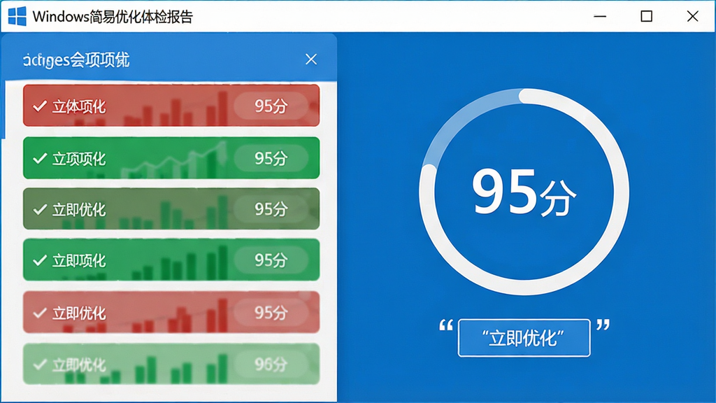 ���壺Windows�����Ż���챨����棬��ɫ����ɫ��Ŀ�б������֣�����б����Ҳ�������Բ�����Ű棺���ݿ��ӻ�ͼ������񣺼������磬������ɫ��ϸ�ڣ����ֻ���ʾ��95�֡����·���ť�������Ż��������ּ����š����ʣ��������ɾ����޶���Ԫ�ء�