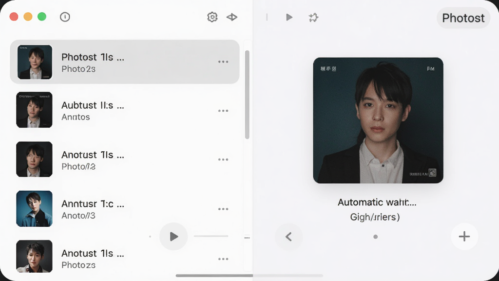 photist智能识别音乐文件界面,左侧为扫描中的歌曲列表,右侧显示自动匹配的专辑封面和歌手信息,界面以浅色背景为主,图标圆润,排版整齐,画质清晰,无多余元素