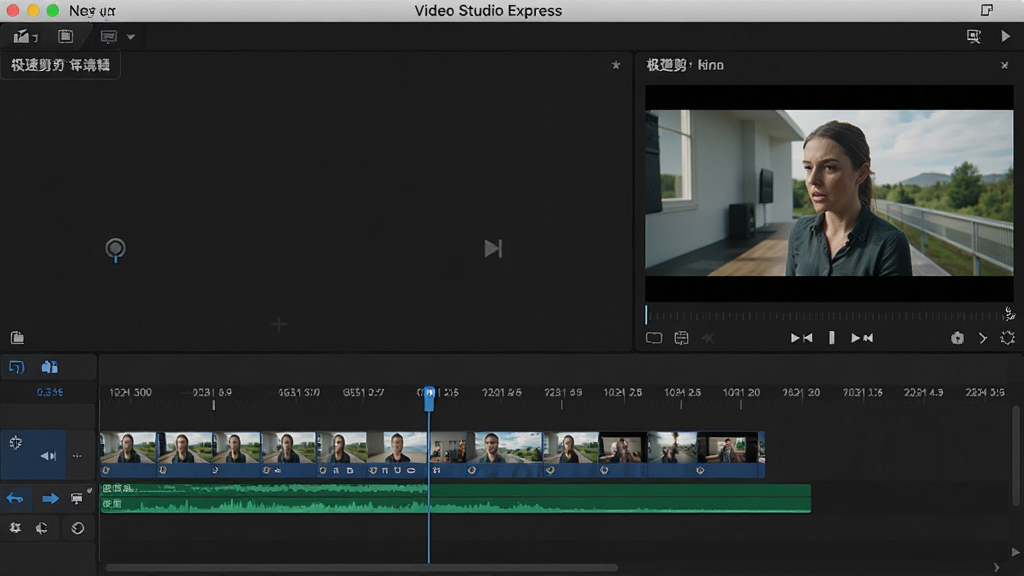 Video Studio Express 极速剪辑过程截图,展示时间线上多个视频片段,播放头正在移动,预览窗口显示清晰的动态画面,界面响应迅速,无卡顿,风格写实,细节丰富,画质清晰干净
