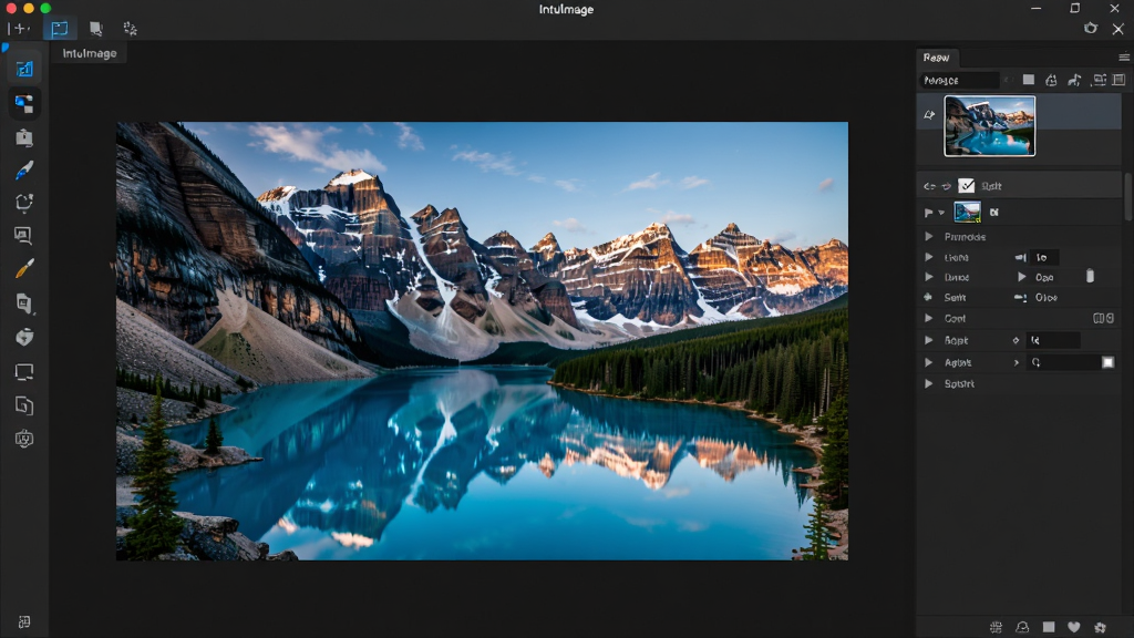 IntuImage����������չʾ������Ϊ��ɫ��������������ʾһ�Ÿ������ȵķ羰��Ƭ����๤����ͼ���������룬�Ҳ�Ϊͼ����������壬���岼�ּ���ִ������Ƽ���ǿ��ϸ�ڷḻ�����ʸɾ��޶���Ԫ��