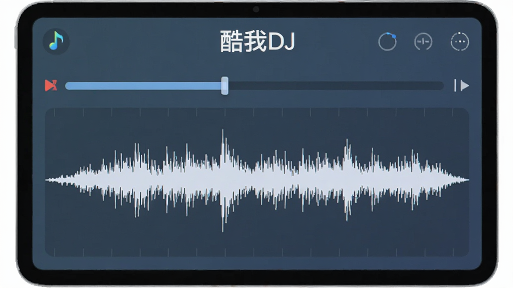 展示酷我DJ录音功能界面的图片,界面显示录音进度条与波形,标注“酷我DJ”字样,风格简洁现代,画质干净,无多余元素