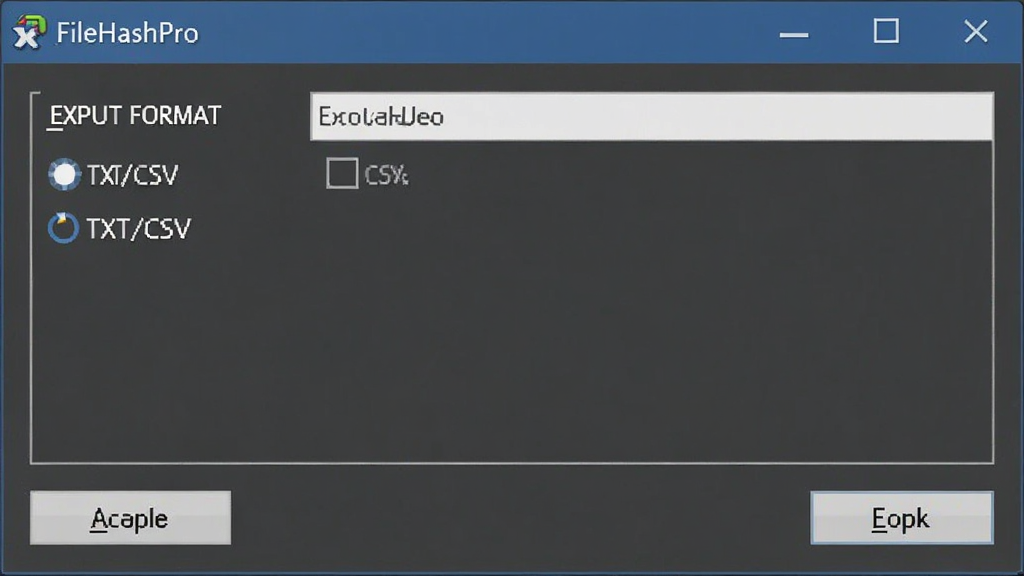 FileHashPro结果导出窗口,显示导出格式选项TXT/CSV,软件名称